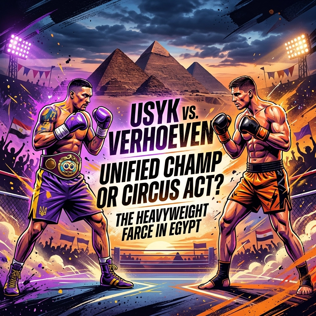 You are currently viewing Usyk vs. Verhoeven: Unified Champ or Circus Act? The Heavyweight Farce in Egypt